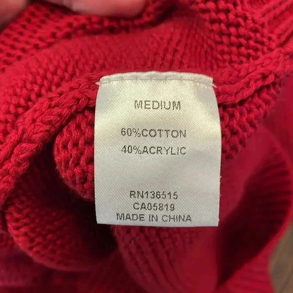 HARPER LANE Red Peekaboo Sleeve Crewneck Pullover Sweater Medium - Picture 5 of 5